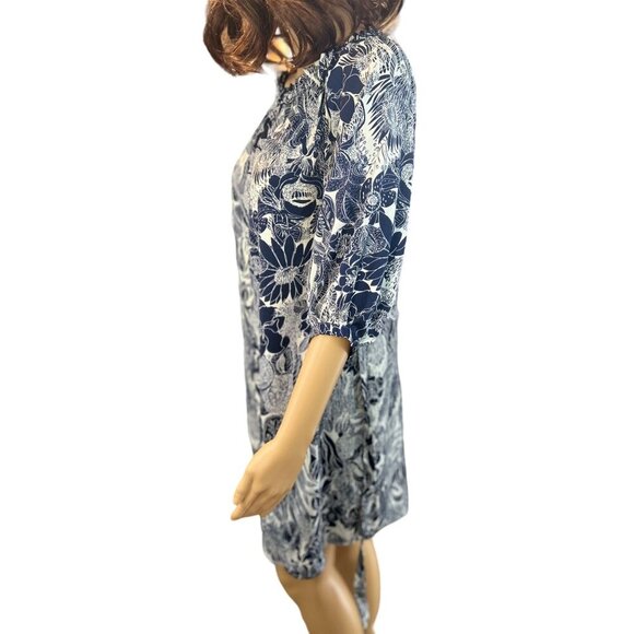 (5 for $25) h&m Navy Garden Trapeze Dress with Belt size 0 - Picture 3 of 8